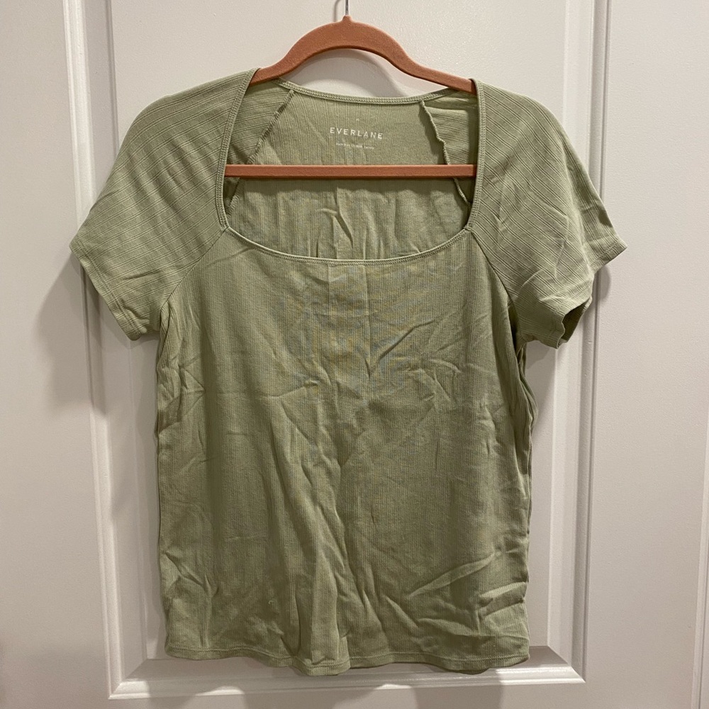 Everlane Square Neck Cotton Top in Laurel